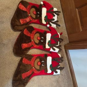 Set of 3 Christmas reindeer stockings